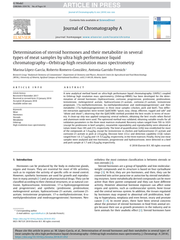 Determination of Steroid Hormones and Their Metabolite in Several