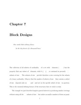 Chapter 7 Block Designs