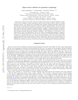 Arxiv:1812.09167V1 [Quant-Ph] 21 Dec 2018 It with the Tex Typesetting System Being a Prime Example