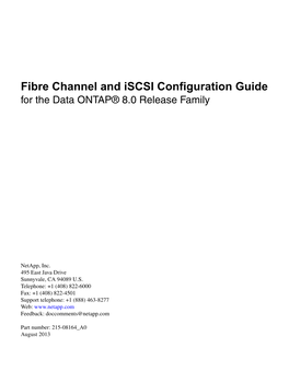 Fibre Channel and Iscsi Configuration Guide for the Data ONTAP® 8.0 Release Family