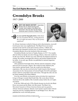 Gwendolyn Brooks 1917–2000