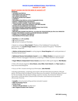 Rhode Island International Film Festival August 3-9, 2009