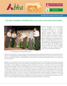 Bandhan Axis Bank Foundation & Bandhan Team up to Cater to The