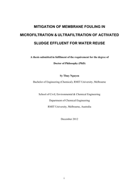 Mitigation of Membrane Fouling in Microfiltration