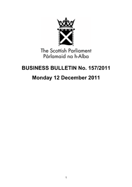 BUSINESS BULLETIN No. 157/2011 Monday 12 December 2011