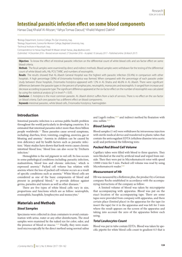 Intestinal Parasitic Infection Effect on Some Blood Components