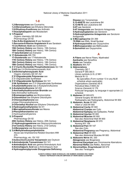 Index to the NLM Classification 2011