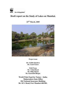 Draft Report on the Study of Lakes on Mumbai