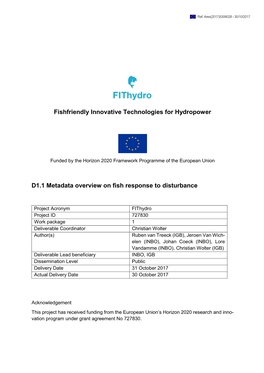 Fishfriendly Innovative Technologies for Hydropower D1.1 Metadata