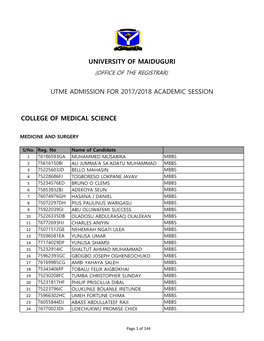 University of Maiduguri Utme Admission