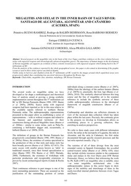 Megaliths and Stelae in the Inner Basin of Tagus River: Santiago De Alcántara, Alconétar and Cañamero (Cáceres, Spain)