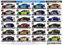 2009 BTCC Spotter Guide Red Windshield Stripe & Mirrors Livery to Be Confirmed White Stripe on Windshield