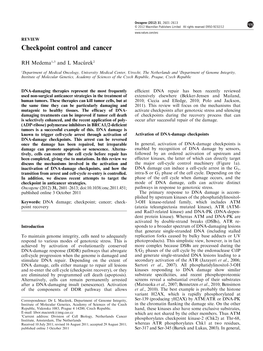 Checkpoint Control and Cancer