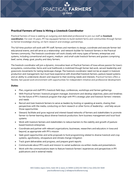 Practical Farmers of Iowa Is Hiring a Livestock Coordinator