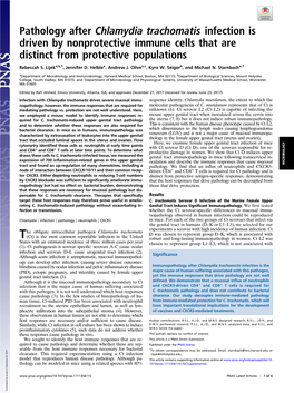 Chlamydia Trachomatis Infection Is Driven by Nonprotective Immune Cells That Are Distinct from Protective Populations