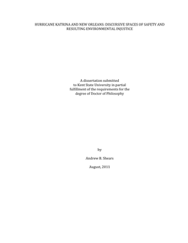 Hurricane Katrina and New Orleans: Discursive Spaces of Safety and Resulting Environmental Injustice