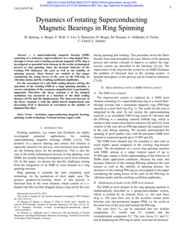 Dynamics of Rotating Superconducting Magnetic Bearings in Ring Spinning