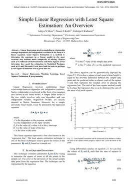 Simple Linear Regression with Least Square Estimation: an Overview