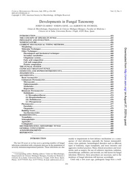 Developments in Fungal Taxonomy