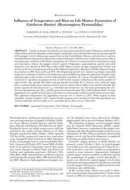 Influence of Temperature and Host on Life History Parameters