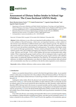 Assessment of Dietary Iodine Intake in School Age Children: the Cross-Sectional ANIVA Study