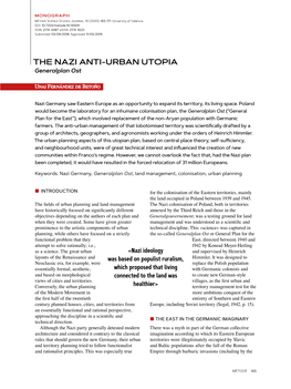 THE NAZI ANTI-URBAN UTOPIA Generalplan Ost