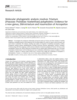 Molecular Phylogenetic Analysis Resolves Trisetum