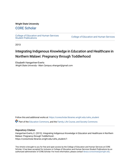 Integrating Indigenous Knowledge in Education and Healthcare in Northern Malawi: Pregnancy Through Toddlerhood