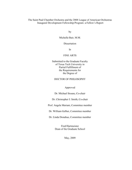 The Saint Paul Chamber Orchestra and the 2008 League of American Orchestras Inaugural Development Fellowship Program: a Fellow’S Report