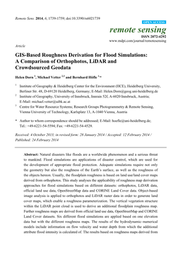 GIS-Based Roughness Derivation for Flood Simulations: a Comparison of Orthophotos, Lidar and Crowdsourced Geodata
