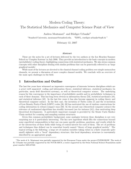 Modern Coding Theory: the Statistical Mechanics and Computer Science Point of View