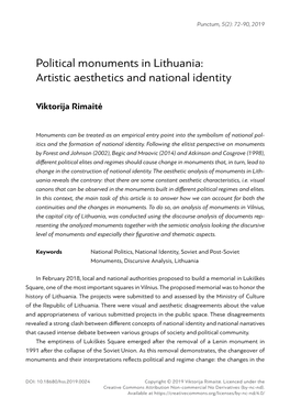 Political Monuments in Lithuania: Artistic Aesthetics and National Identity