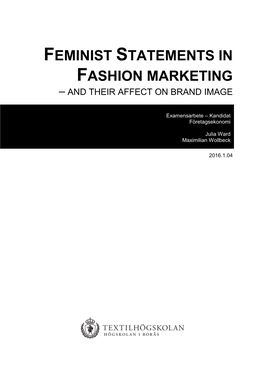 Feminist Statements in Fashion Marketing – and Their Affect on Brand Image