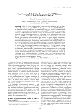 Food Compounds Activating Thermosensitive TRP Channels in Asian Herbal and Medicinal Foods