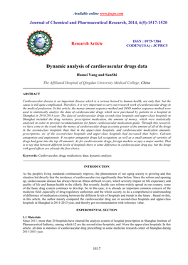 Dynamic Analysis of Cardiovascular Drugs Data