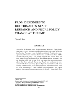 From Designers to Doctrinaires: Staff Research and Fiscal Policy Change at the Imf