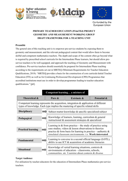 Draft Framework for a Teaching Unit: Transformations