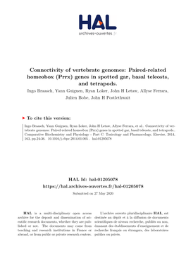 Connectivity of Vertebrate Genomes: Paired-Related Homeobox (Prrx) Genes in Spotted Gar, Basal Teleosts, and Tetrapods