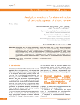 Analytical Methods for Determination of Benzodiazepines. a Short Review