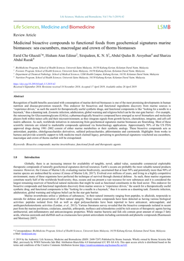 Sea Cucumbers, Macroalgae and Crown of Thorns Biomasses Farid Che Ghazali1*, Hisham Atan Edinur2, Sirajudeen, K