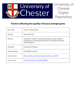 Factors Affecting the Quality of Acacia Senegal Gums