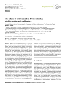 The Effects of Environment on Arctica Islandica Shell Formation and Architecture