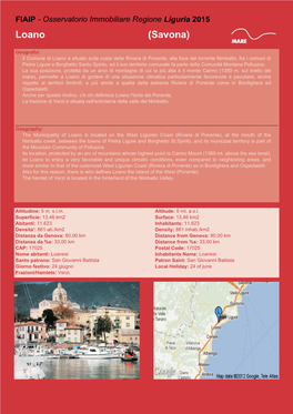 FIAIP - Osservatorio Immobiliare Regione Liguria 2015 Loano (Savona)