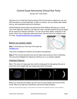 Central Coast Astronomy Virtual Star Party January 16Th 7Pm Pacific
