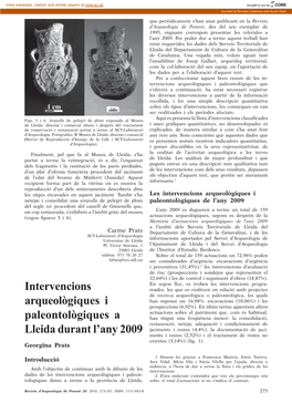 Intervencions Arqueològiques I Paleontològiques a Lleida Durant L