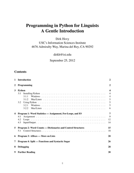 Python for Linguists a Gentle Introduction