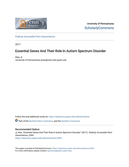 Essential Genes and Their Role in Autism Spectrum Disorder