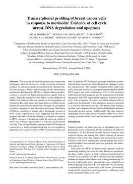 Transcriptional Profiling of Breast Cancer Cells in Response to Mevinolin: Evidence of Cell Cycle Arrest, DNA Degradation and Apoptosis