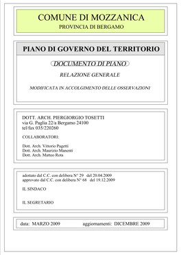 Relazione Documento Di Piano