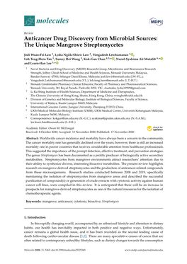 Anticancer Drug Discovery from Microbial Sources: the Unique Mangrove Streptomycetes